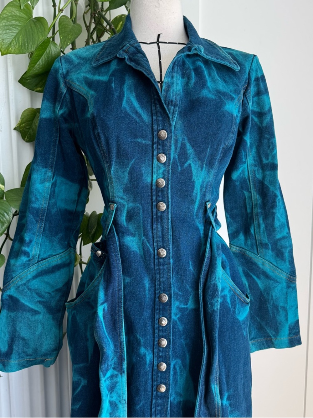 Vintage LIP SERVICE Denim Trench Coat - Small - Picture 2 of 7